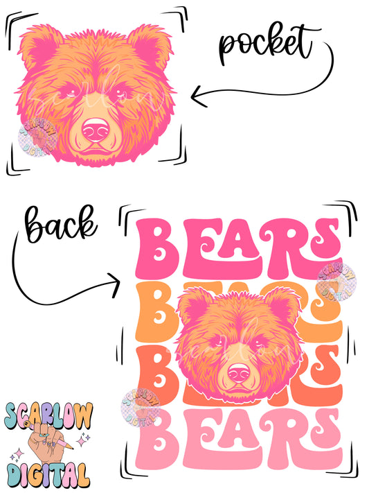 Bears Front and Back PNG Digital Design Download, sports mascot png, football png, baseball png, retro png, trendy png, sports tshirt design, school png