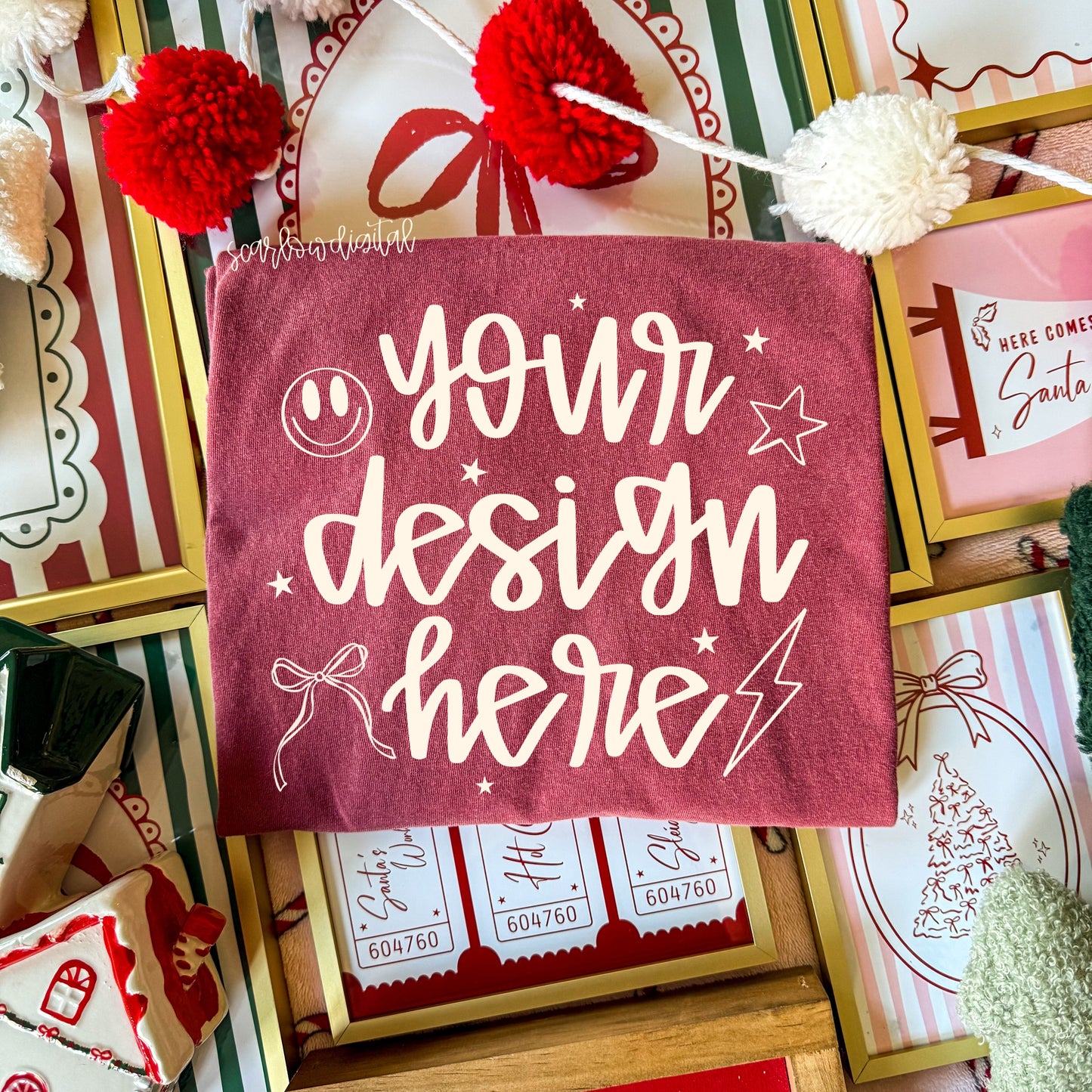 Crimson Comfort Colors Christmas Mockup