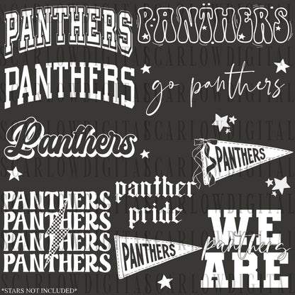 Panthers PNG Bundle in WHITE - NO GRUNGE