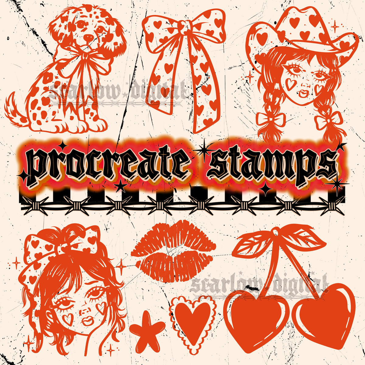 Lonely Hearts Procreate Stamps & PNGs