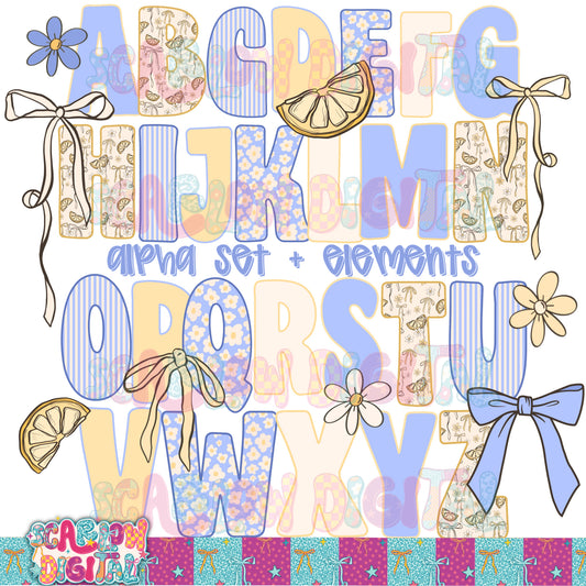 Lemons and Bows Alpha Set Digital Design
