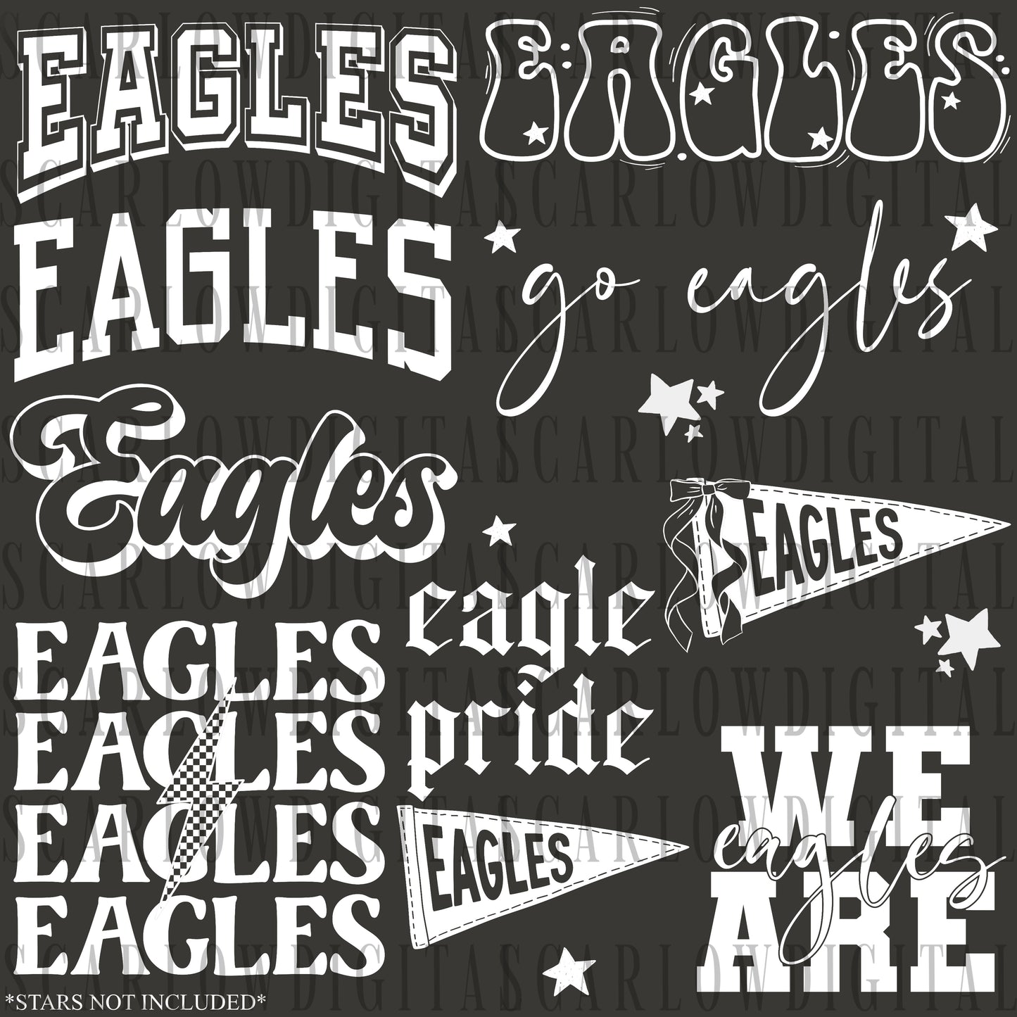 Eagles PNG Bundle in WHITE - NO GRUNGE