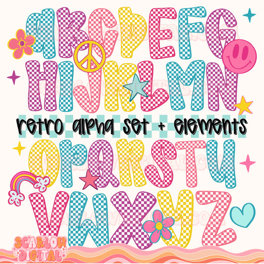 Checkered Alphabet Set Digital Design