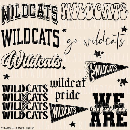 Wildcats PNG Bundle in BLACK - NO GRUNGE