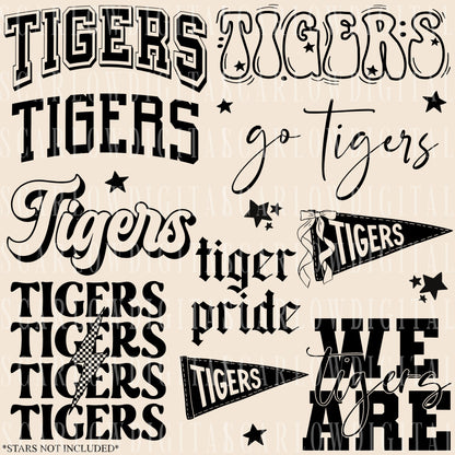 Tigers PNG Bundle in BLACK - NO GRUNGE