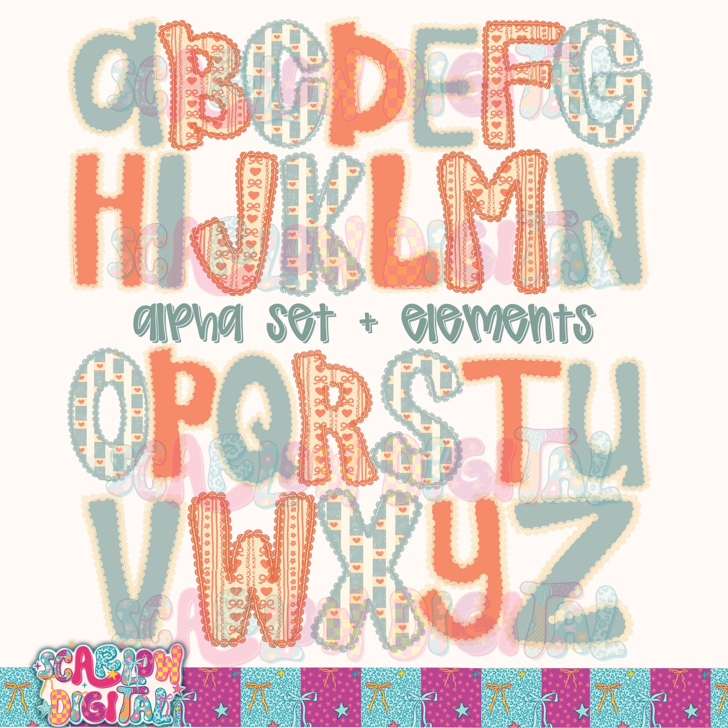 Vintage Thrifty Alpha Set Digital Design