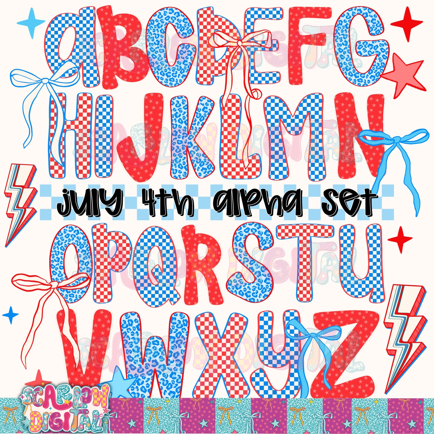 Patriotic Alphabet Set Digital Design