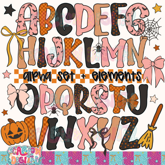 Fall and Halloween Alphabet Set Digital Design