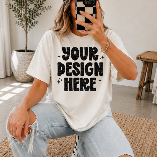 Ivory Comfort Colors Unisex Garment-Dyed Heavyweight T-Shirt 1717 Mockup