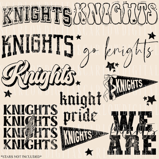 Knights PNG Bundle in BLACK WITH GRUNGE