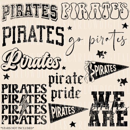 Pirates PNG Bundle in BLACK WITH GRUNGE