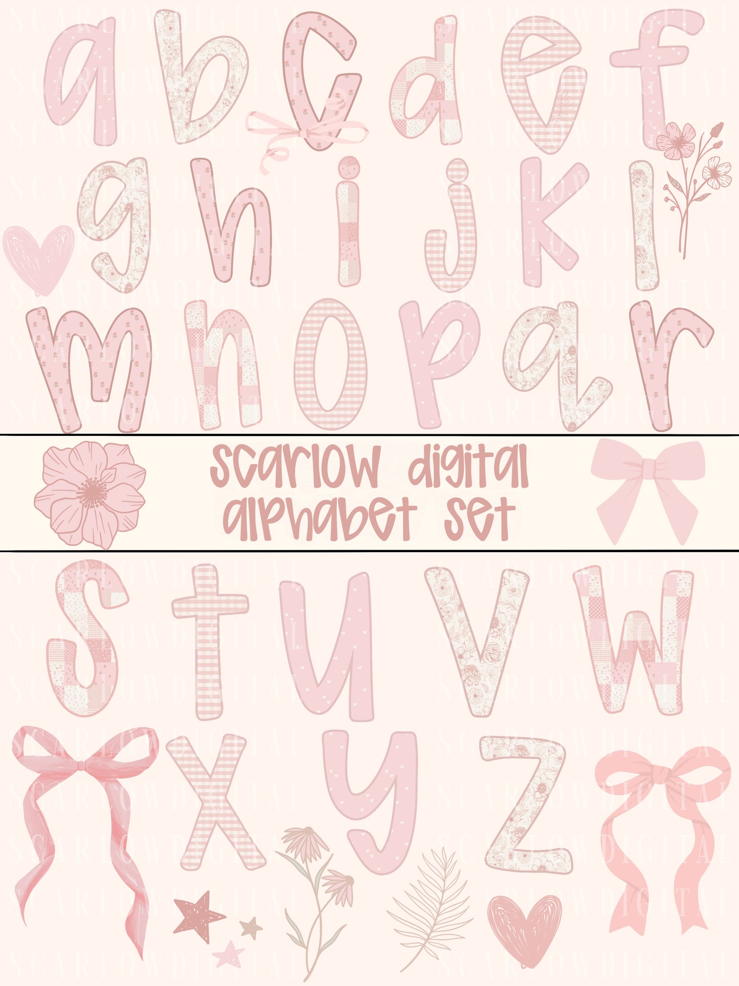 Valentine's Day Alphabet Set Digital Design