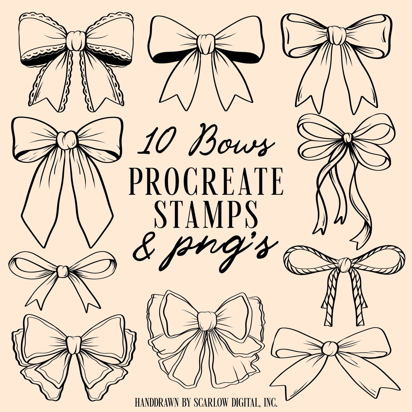 Bow Procreate Stamps + PNG's