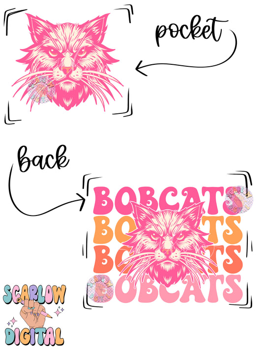 Bobcats Front and Back PNG Digital Design Download, sports mascot png, football png, baseball png, retro png, trendy png, sports tshirt design, school png