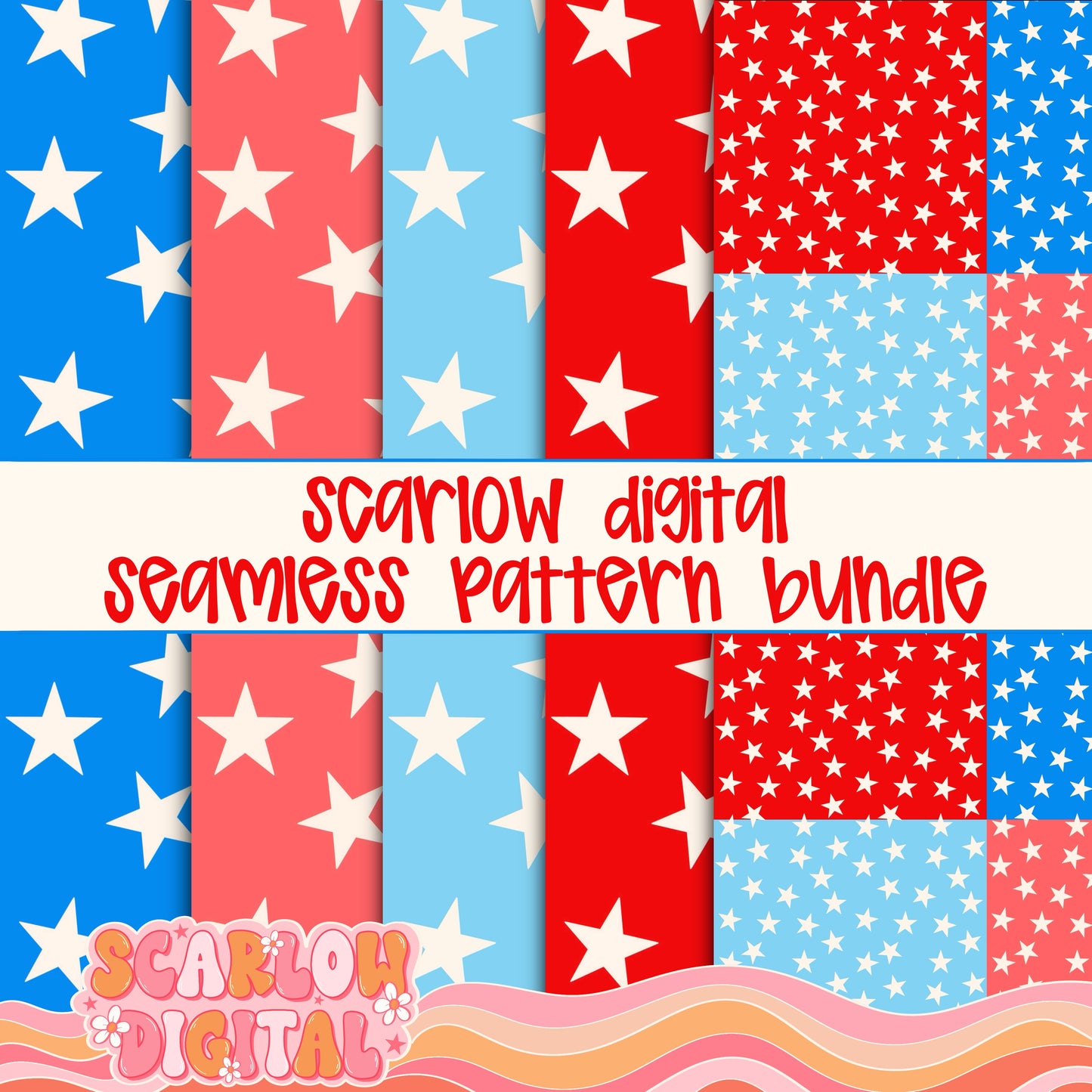 Fourth of July Seamless Pattern Bundle Digital Design