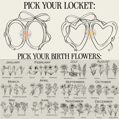 Custom Locket + Birth Flower Designs