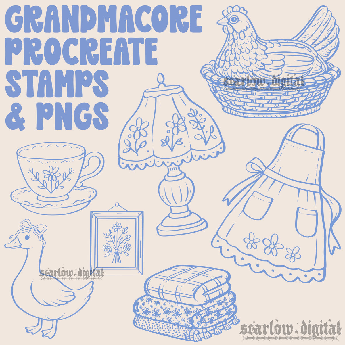 Grandmacore Procreate Stamps & PNGs