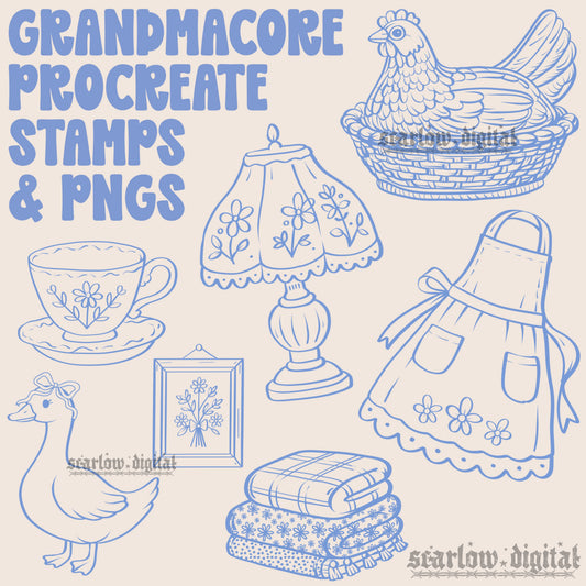 Grandmacore Procreate Stamps & PNGs