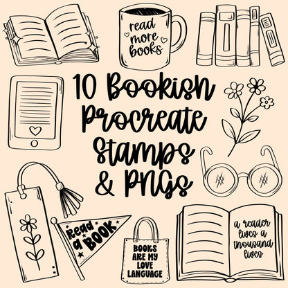 Bookish Procreate Stamps + PNGs