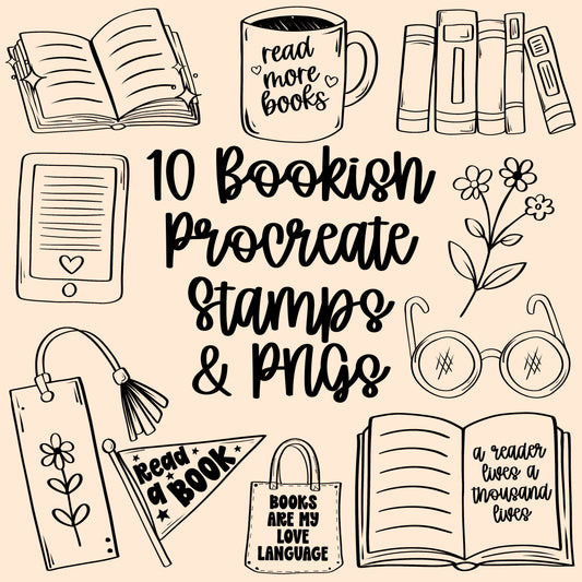 Bookish Procreate Stamps + PNGs