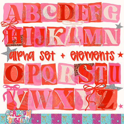 Valentine's Day Magazine Alpha Set + Elements