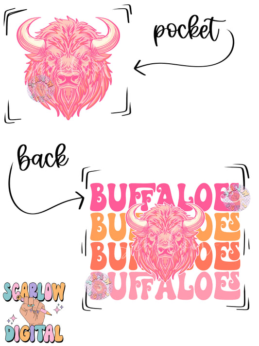 Buffaloes Front and Back PNG Digital Design Download, sports mascot png, football png, baseball png, retro png, trendy png, sports shirt design, school png