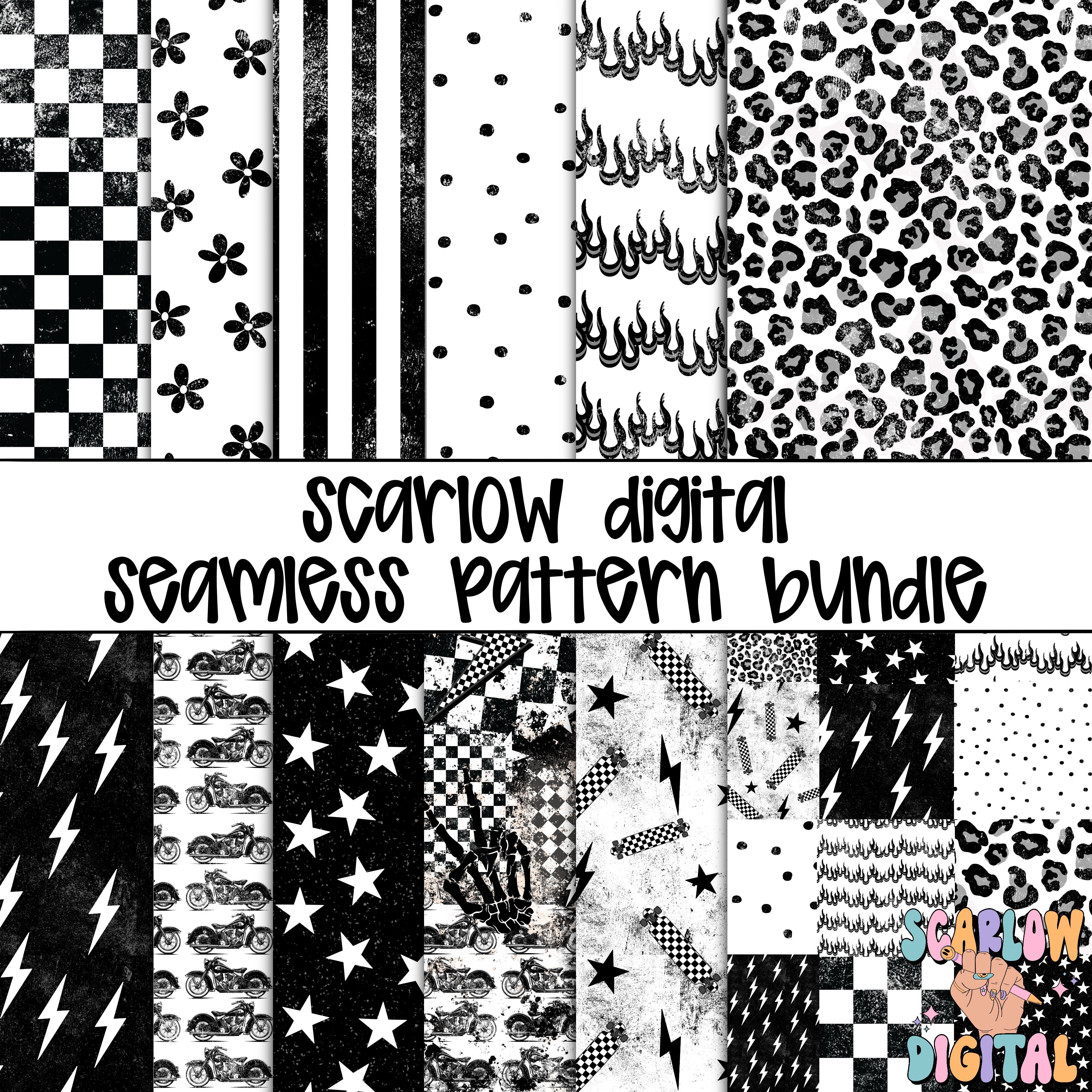 Redraw Pattern Design Black and White Seamless Pattern Digital Design Bundle – Scarlow Digital
