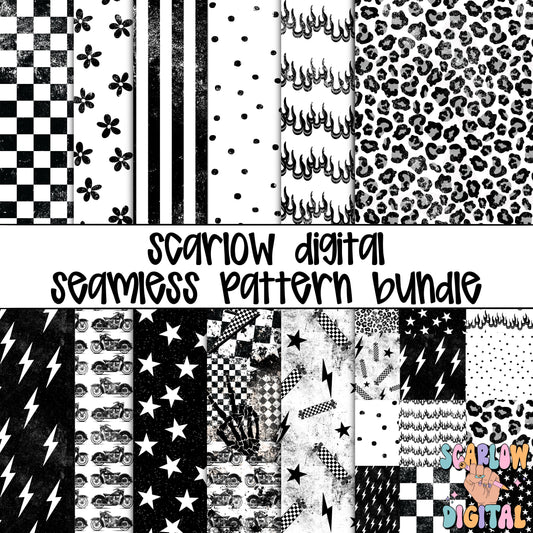 Black and White Seamless Pattern Digital Design Bundle