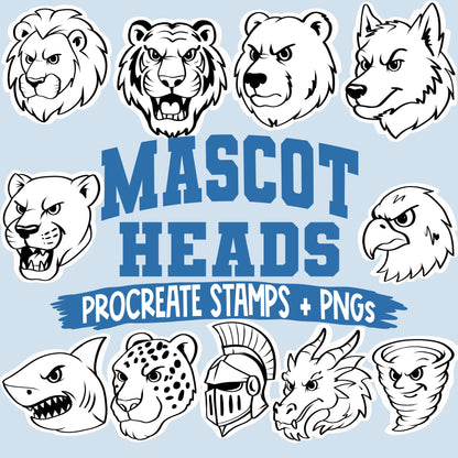 Mascot Heads Procreate Stamps + PNGs