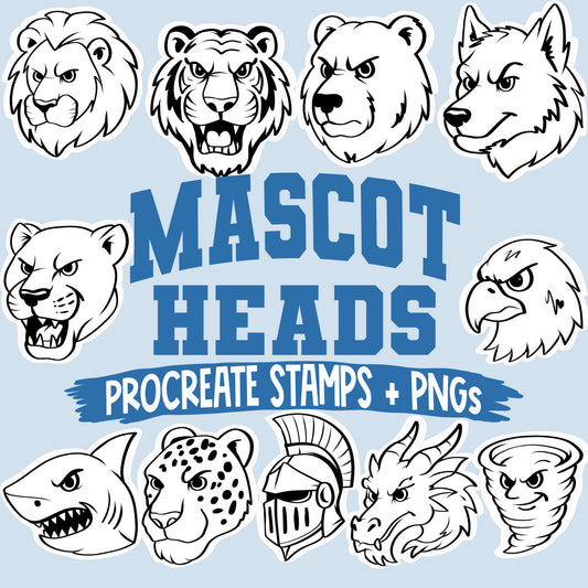 Mascot Heads Procreate Stamps + PNGs