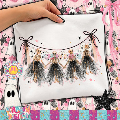 Skeleton Fairies on Garland PNG Digital Design
