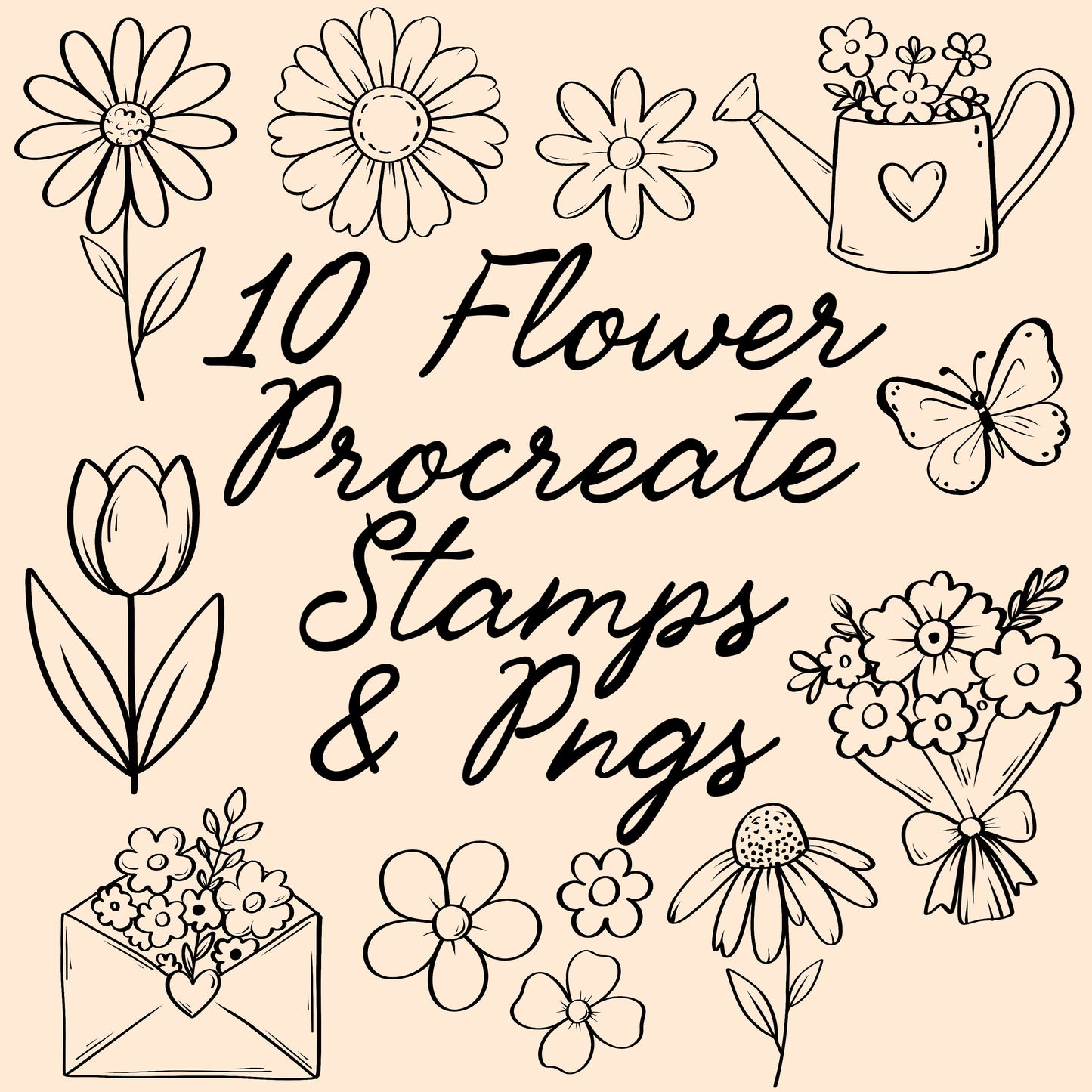 Flowers Procreate Stamps and PNGs