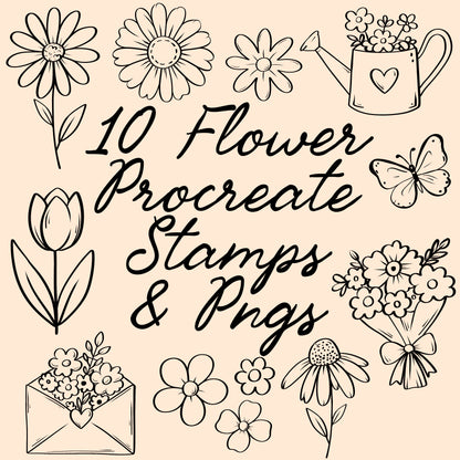 Flowers Procreate Stamps and PNGs