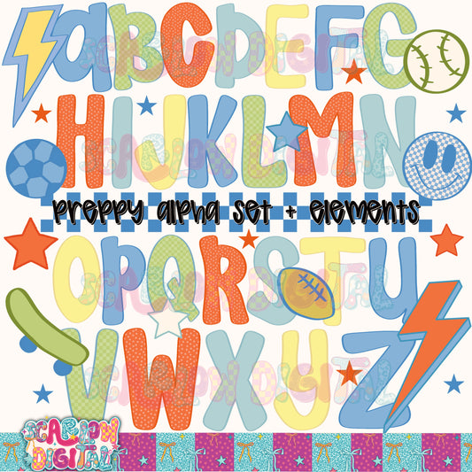 Preppy Boy Alphabet Set Digital Design