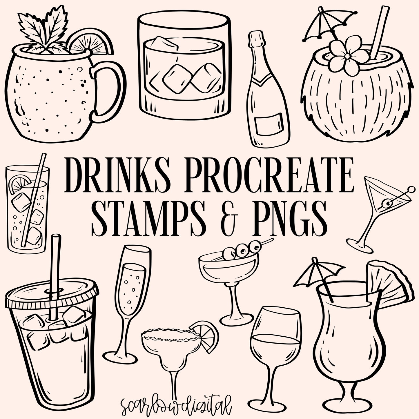 Drink Procreate Stamps & PNGs