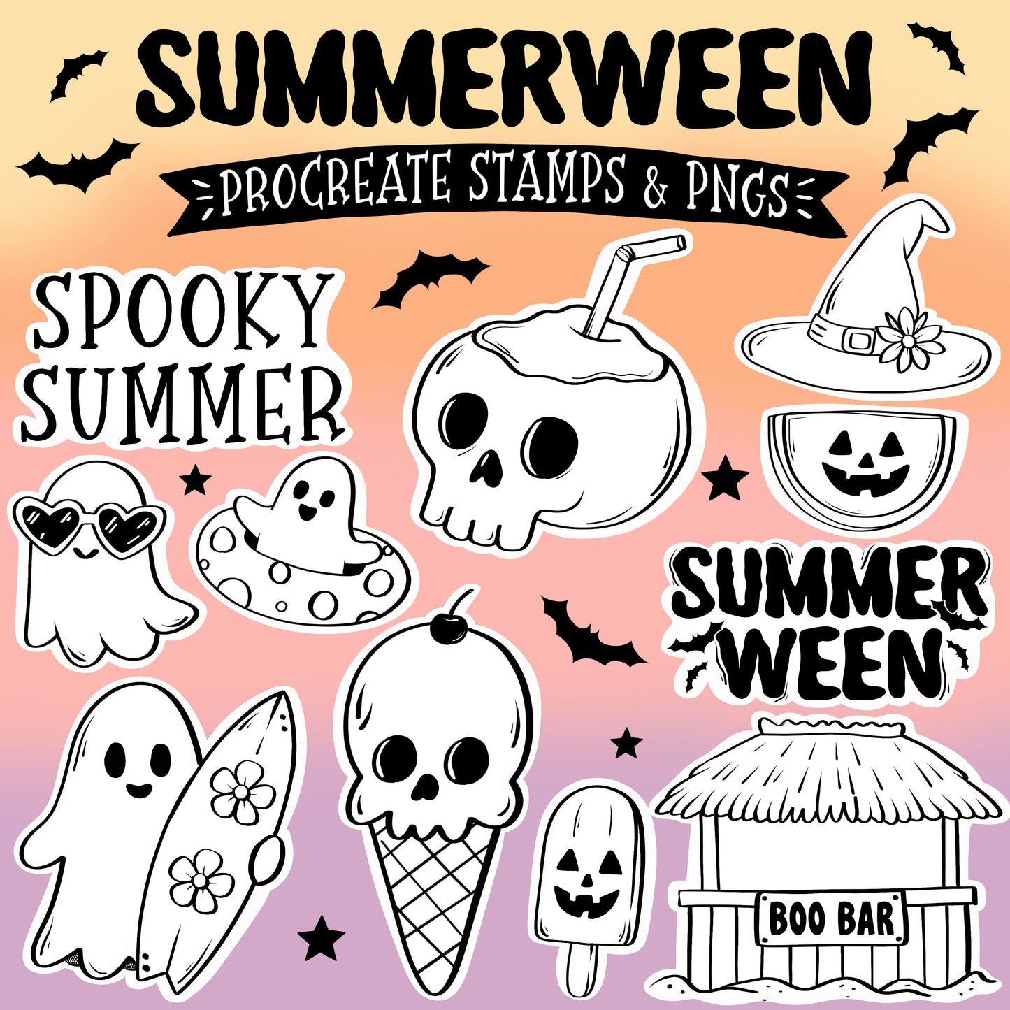 Summerween Procreate Stamps + PNGs