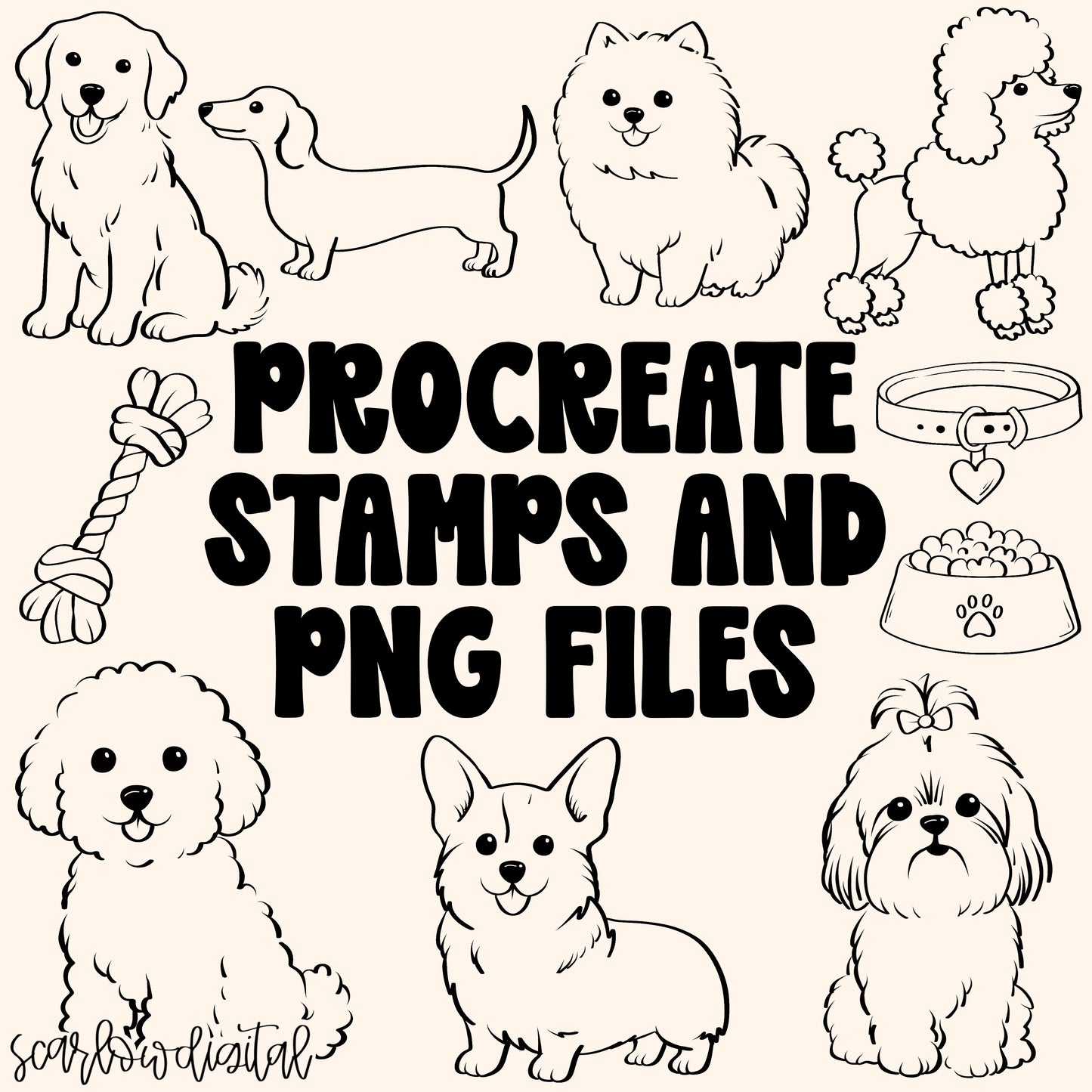 Dogs Procreate Stamps + PNG Files