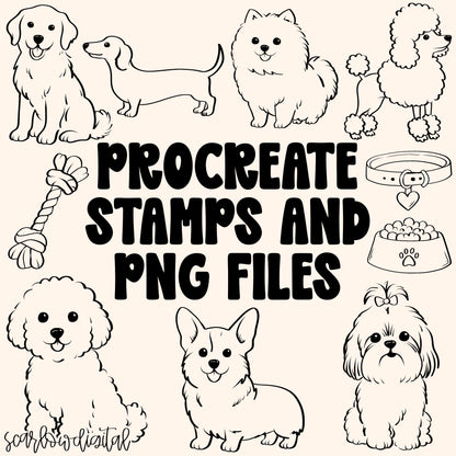Dogs Procreate Stamps + PNG Files