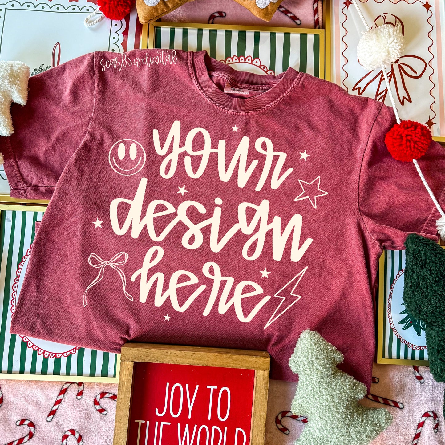 Crimson Comfort Colors Christmas Mockup