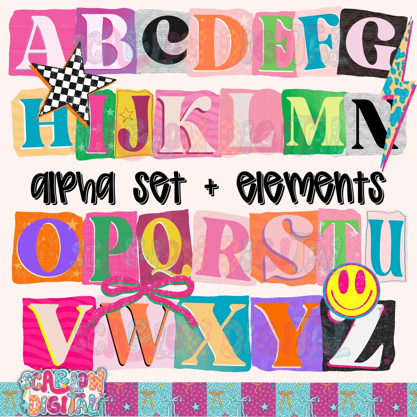 Funky Magazine Letters Alpha Set