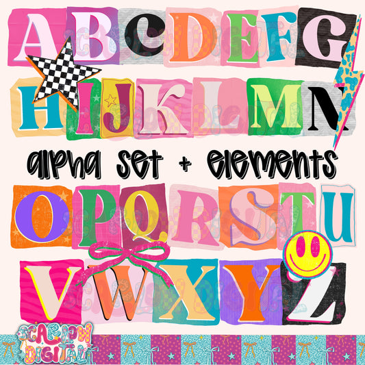 Funky Magazine Letters Alpha Set