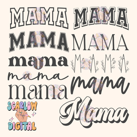 Mama Varsity in Gray only - PNG Bundle Digital Design