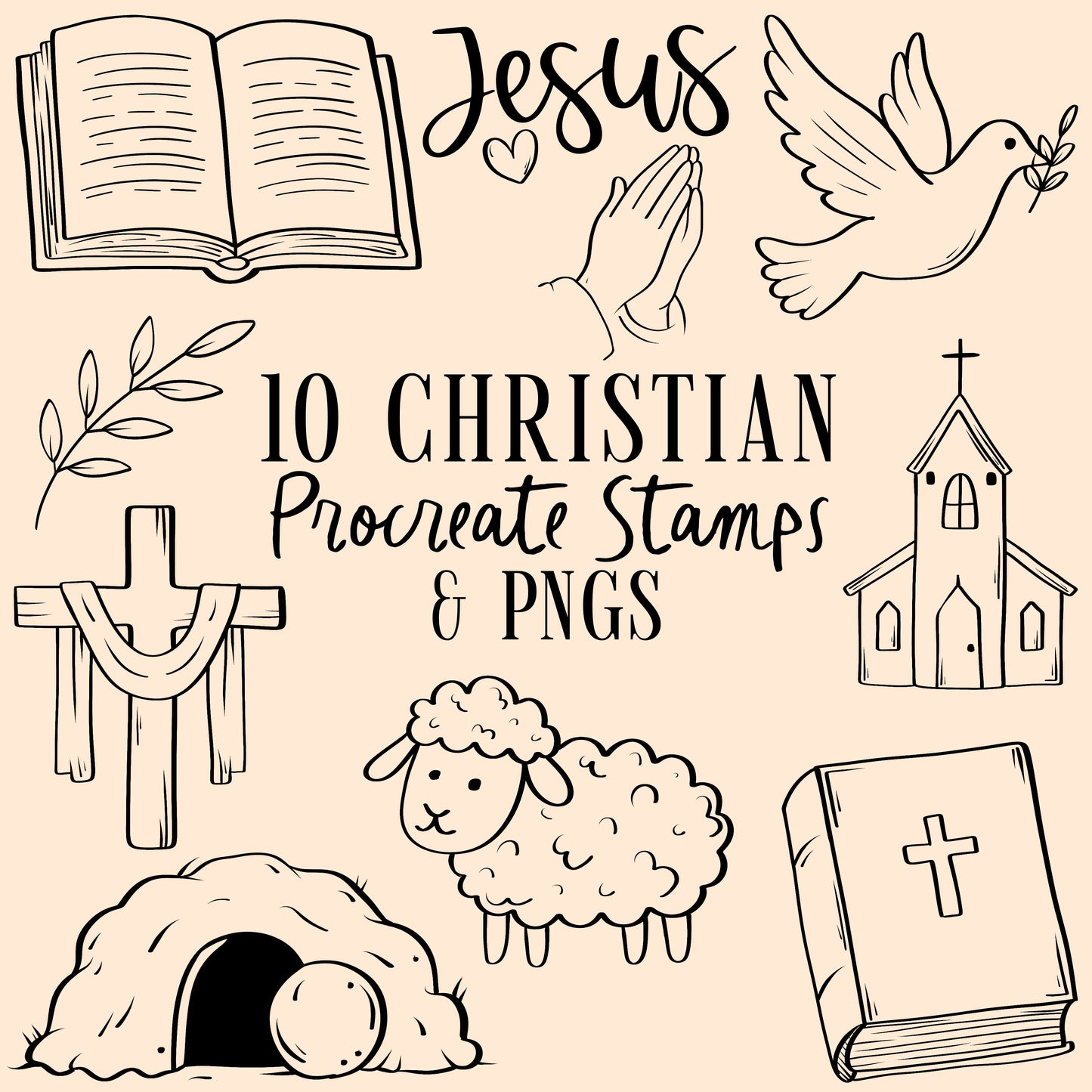Christian Procreate Stamps & PNGs