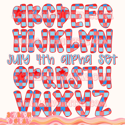 July 4th Alphabet Set Digital Design