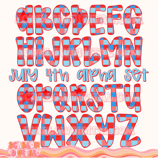 July 4th Alphabet Set Digital Design