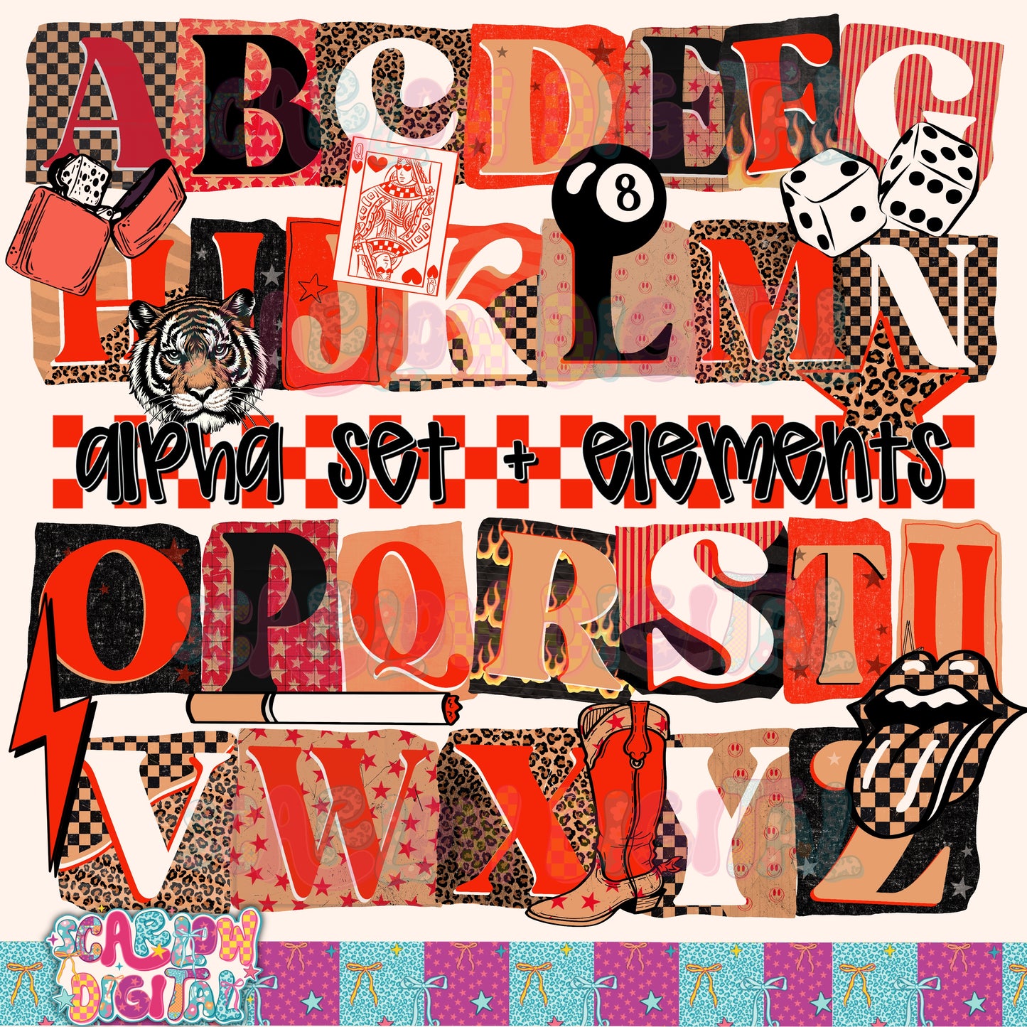 Red and Yellow Yallternative Alpha Set Digital Design