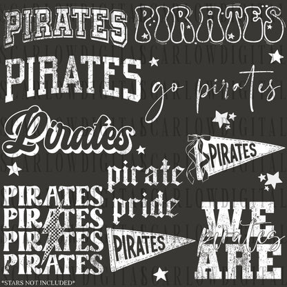 Pirates PNG Bundle in WHITE WITH GRUNGE