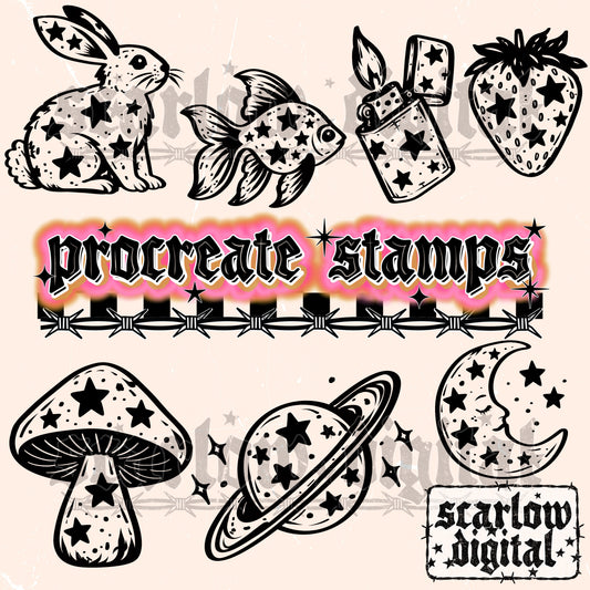 Random Star Procreate Stamps + PNGs