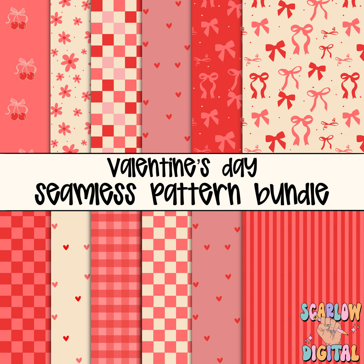 Valentine's Day Seamless Pattern Digital Design Bundle – Scarlow Digital