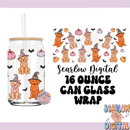 Spooky Dogs 16 Ounce Can Glass Wrap PNG Digital Design Download, pumpkins cup wrap png, halloween can glass wrap png, witchy cup wrap png